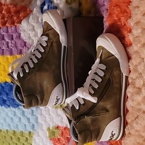 Rocket Dog Jazzin High Olive Ronan High-Top Sneakers Shoes Size 6 Zip & Lace-Up
